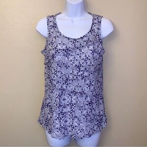 Chico's Blue and White Patterned Tank Top